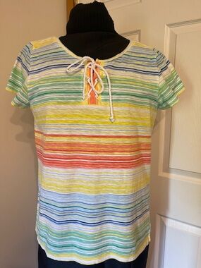 Talbots Multicolor Striped Short Sleeve Tee